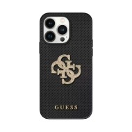 Etui Guess Hardcase Leather Perforated 4G Glitter Logo iPhone 15  Czarny