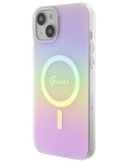 Etui Guess Hardcase IML Iridescent MagSafe iPhone 15 Różowy