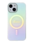 Etui Guess Hardcase IML Iridescent MagSafe iPhone 15 Turkusowy