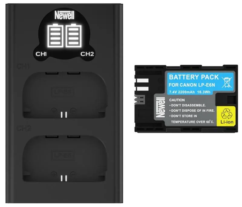 Zestaw ładowarka dwukanałowa Newell DL-USB-C i akumulator LP-E6N