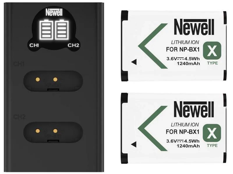 Zestaw ładowarka dwukanałowa Newell DL-USB-C i dwa akumulatory NP-BX1