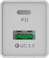 Ładowarka sieciowa36 W Power Delivery USB+USB-C Somostel SMS-A80 biała + kabel Lightning