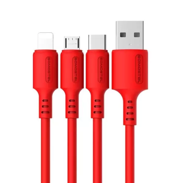 Kabel USB USB-C 3A Quick Charger 1,2 m POWERLINE Somostel czerwony 1