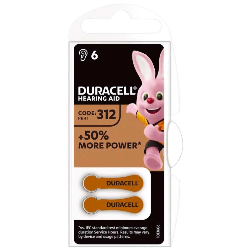 Baterie Duracell do aparatu słuchowego 6X DA-312 PR41