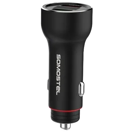 Ładowarka samochodowa Dual USB Somostel SMS-A89 + kabel USB-C czarna