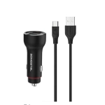 Ładowarka samochodowa Dual USB Somostel SMS-A89 + kabel USB-C czarna