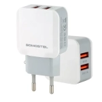 Ładowarka sieciowa DUAL USB 2.1A Somostel biała
