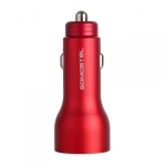 Ładowarka samochodowa do telefonu 2x USB 5A Somostel czerwona + kabel USB-C