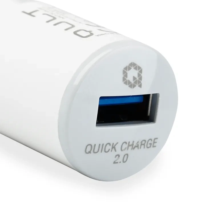 Ładowarka samochodowa USB QUICK CHARGE 2.0 biała QULT 3.1A