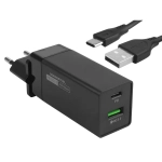 Ładowarka sieciowa 36W USB+USB-C Power Delivery Somostel czarna + kabel USB-C
