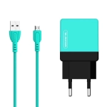 Ładowarka sieciowa do telefonu DUAL USB 2A Somostel miętowa + kabel micro USB 2