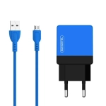 Ładowarka sieciowa do telefonu DUAL USB 2A Somostel niebieska + kabel USB-C