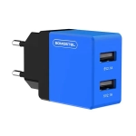 Ładowarka sieciowa do telefonu DUAL USB 2A Somostel niebieska + kabel USB-C 3