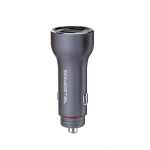 Ładowarka samochodowa do telefonu 2x USB 5A metalowa Somostel szara + kabel USB-C