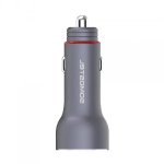 Ładowarka samochodowa do telefonu 2x USB 5A metalowa Somostel szara + kabel USB-C