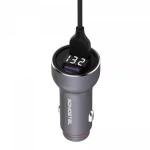 Ładowarka samochodowa do telefonu 2x USB 5A metalowa Somostel szara + kabel USB-C