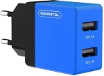Ładowarka sieciowa do telefonu DUAL USB 2A Somostel + kabel Lightning niebieska