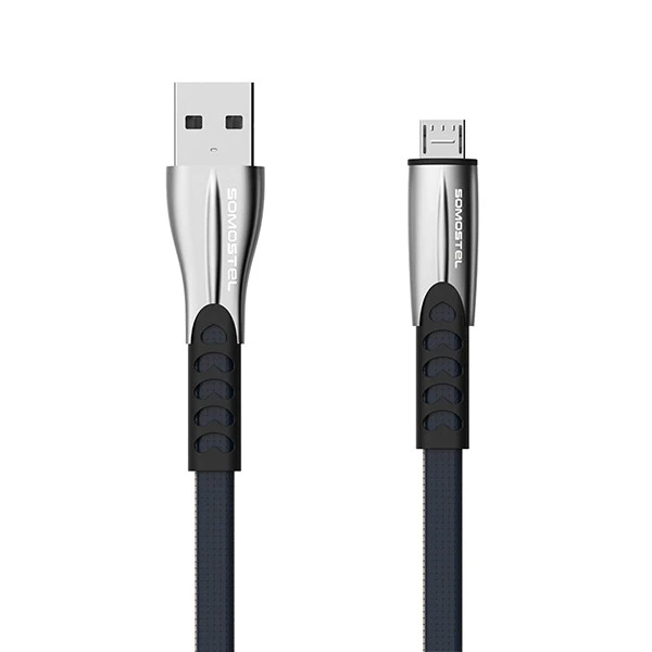 Kabel USB Micro 2.4A Quick Charger 1 m Somostel niebieski POWERLINE SMS-BW02