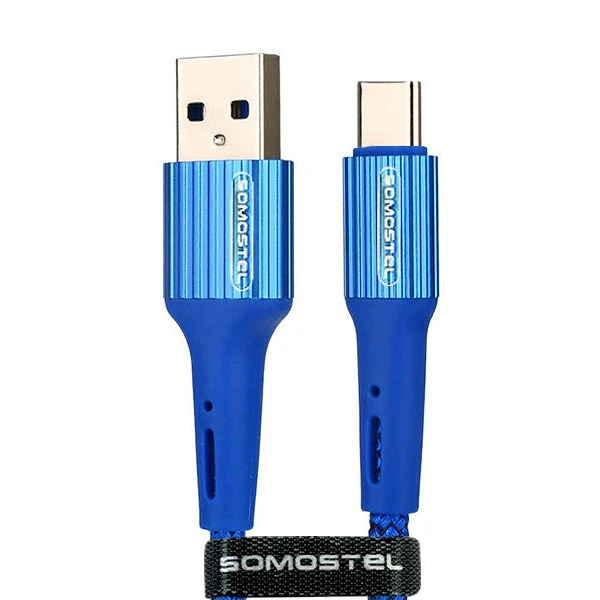 Kabel USB A + USB-C 3.6 A 1m Somostel POWERLINE SMS-BW06 niebieski
