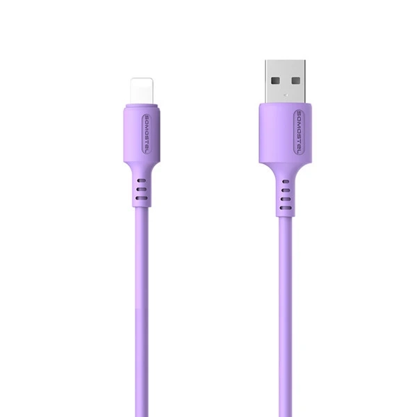 Kabel USB Lightning 3A Quick Charger 1,2m POWERLINE SMS-BP06 MACARON Somostel fioletowy