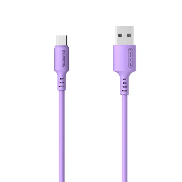 Kabel USB USB-C 3A Quick Charger 1,2m POWERLINE SMS-BP06 MACARON Somostel fioletowy