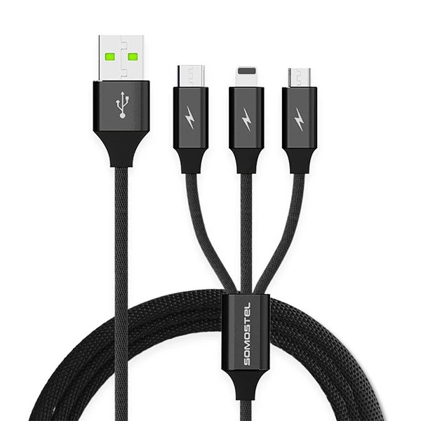 Kabel USB 3w1 1,2 m POWERLINE Somostel SMS-BW03 czarny