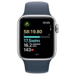 Apple Watch SE 2 (2023) GPS 40mm koperta aluminiowa Silver + pasek Storm Blue Sport Band S/M