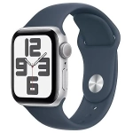 Apple Watch SE (2023) GPS 44mm koperta aluminiowa Silver + pasek Storm Blue Sport Band S/M
