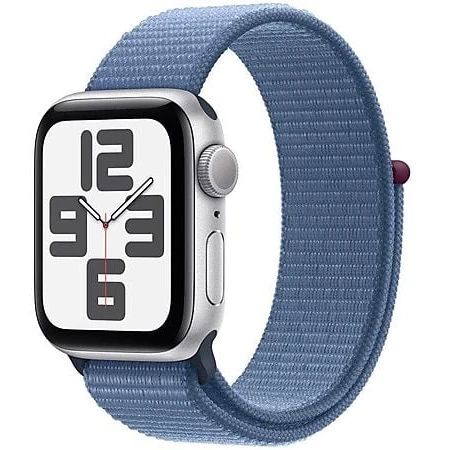 Apple Watch SE 2 (2023) GPS 44mm koperta aluminiowa Silver + pasek Winter Blue Sport Loop