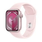 Apple Watch Series 9 GPS z kopertą 41 mm z aluminium w kolorze różowym z paskiem sportowym S/M w kolorze jasnoróżowym