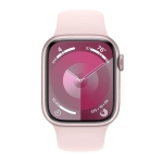 Apple Watch Series 9 GPS z kopertą 45 mm z aluminium w kolorze różowym z paskiem sportowym M/L w kolorze jasnoróżowym