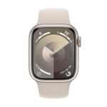 Apple Watch Series 9 GPS z kopertą 41 mm z aluminium w kolorze księżycowej poświaty z paskiem sportowym S/M w kolorze księżycowej poświaty