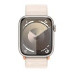 Apple Watch Series 9 GPS z kopertą 45 mm z aluminium w kolorze księżycowej poświaty z opaską sportową w kolorze księżycowej poświaty