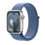 Apple Watch Series 9 GPS z kopertą 41mm z aluminium w kolorze srebrnym z opaską sportową w kolorze zimowego błękitu