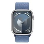 Apple Watch Series 9 GPS z kopertą 41mm z aluminium w kolorze srebrnym z opaską sportową w kolorze zimowego błękitu