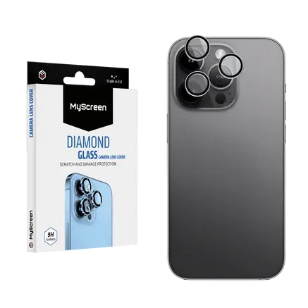 Szkło hartowane na aparat do iPhone 14 Pro/14 Pro Max MyScreen Diamond Glass Camera Lens Cover czarne