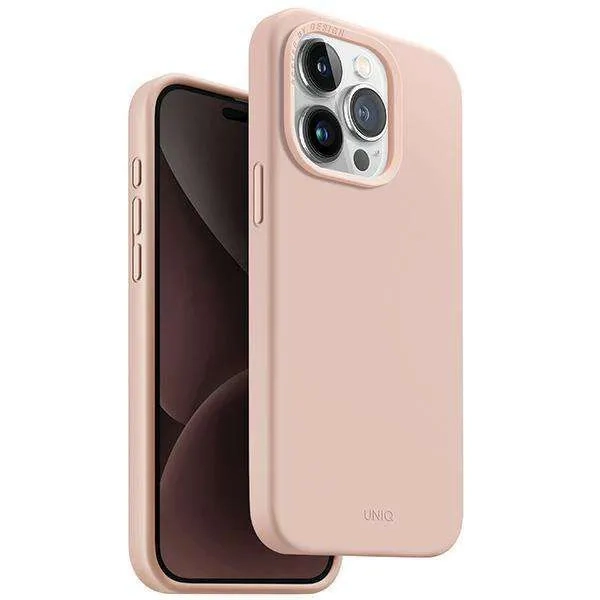 Etui do iPhone 15 Pro UNIQ Lino Hue Magclick Charging różowe