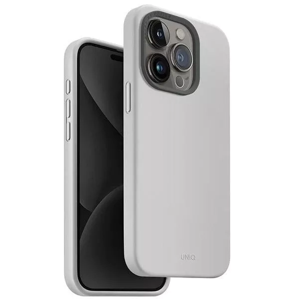 Etui do iPhone 15 Pro UNIQ Lino Hue Magclick Charging szare