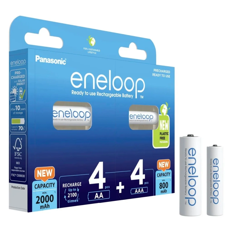Panasonic Eneloop zestaw 4 x R6/AA 2000 mAh + 4x R03/AAA 800 mAh