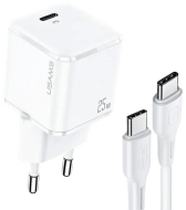 Ładowarka sieciowa USB-C 25 W z kablem USB-C - USB-C biała