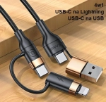 Kabel USB-C/USB-A - USB-C/Lightning USAMS czarny