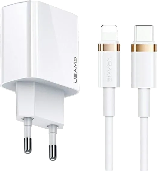 Ładowarka sieciowa USB-C 20 W PD3.0 Fast Charging USAMS + kabel USB-C - Lightning