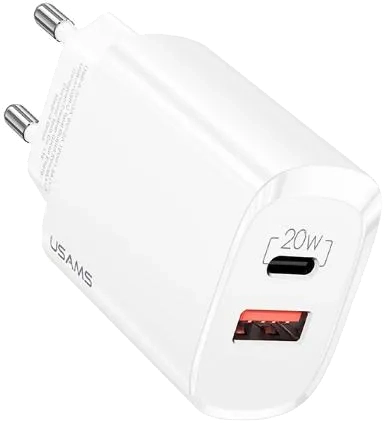 Ładowarka sieciowa USB-A/USB-C 20 W Fast Charging USAMS biała