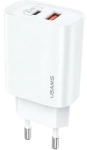 Ładowarka sieciowa USB-A/USB-C 20 W Fast Charging USAMS biała