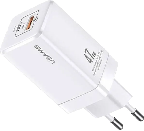 Ładowarka sieciowa USB-A/USB-C 47 W USAMS biała