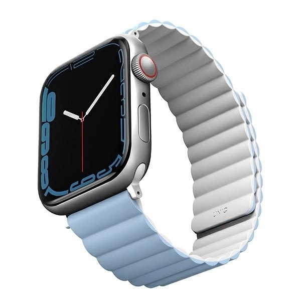 Pasek UNIQ Revix do Apple Watch Series 1/2/3/4/5/6/7/8/9/SE/SE2/SE3Ultra/Ultra 2 42/44/45/49mm Reversible Magnetic Biało-niebieski