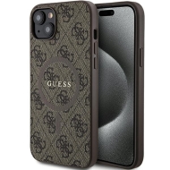 Guess GUHMP15SG4GFRW iPhone 15 / 14 / 13 6.1" brązowy/brown hardcase 4G Collection Leather Metal Logo MagSafe