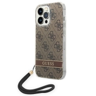 Guess GUOHCP14XH4STW iPhone 14 Pro Max 6,7" brązowy/brown hardcase 4G Print Strap