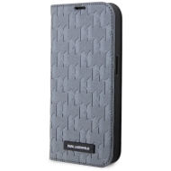 Karl Lagerfeld KLBKP14SSAKLHPG iPhone 14 / 15 / 13 6.1" bookcase srebrny/silver Saffiano Monogram