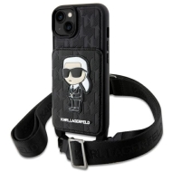 Karl Lagerfeld KLHCP14SCSAKHPKK iPhone 14 / 15 / 13 6.1" hardcase czarny/black Crossbody Saffiano Monogram Ikonik